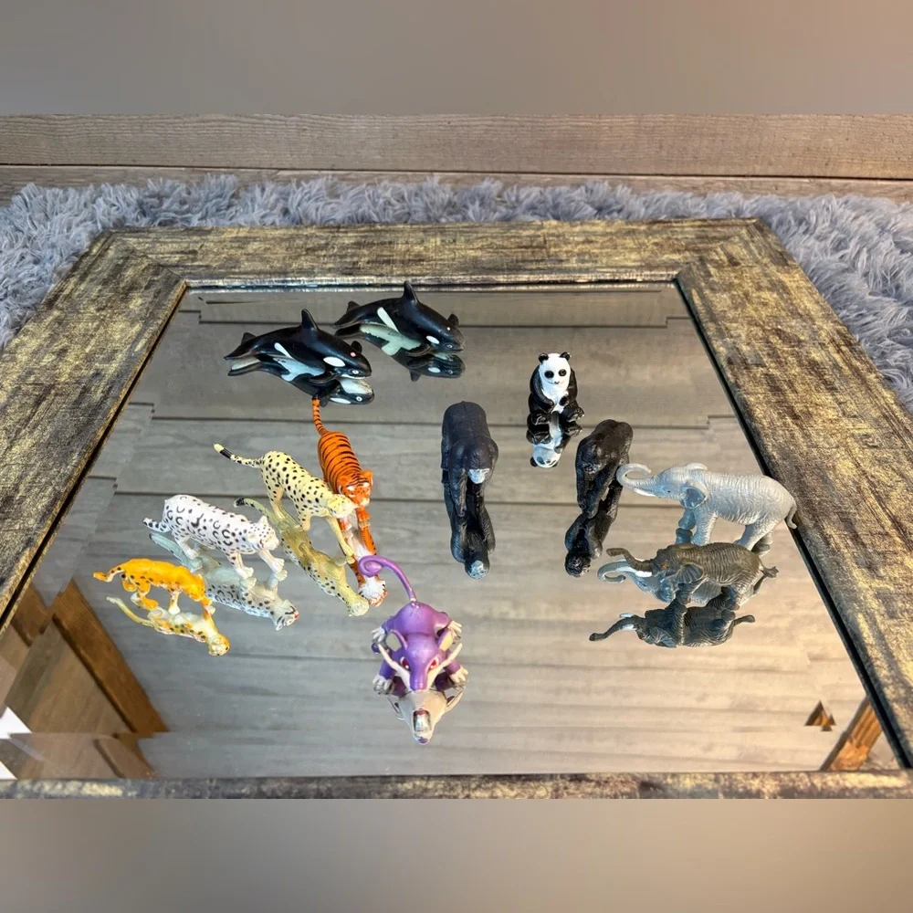 Animal Figurine Set of 12 Rubber & Plastic Mixed Lot Cake Toppers Play Figures
